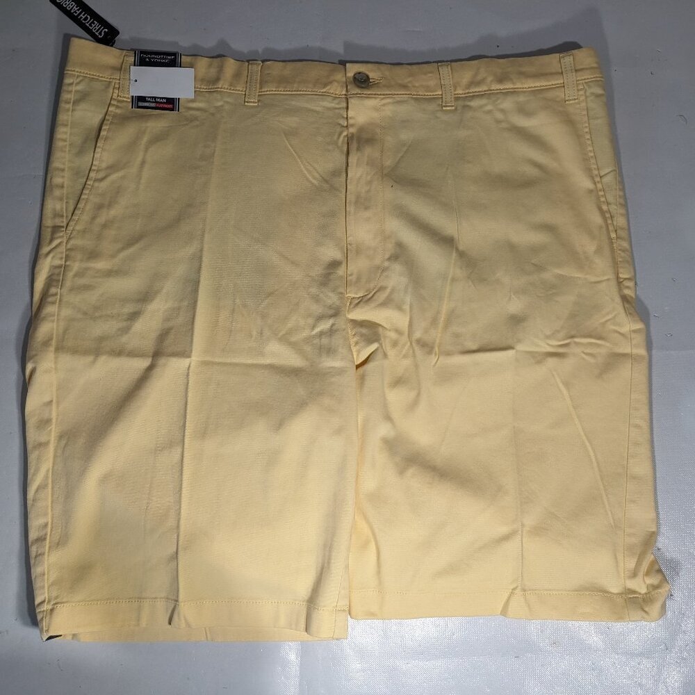 NEW 44 Tall Mens Roundtree & Yorke Casuals Chino Flat Shorts 11"I Yellow